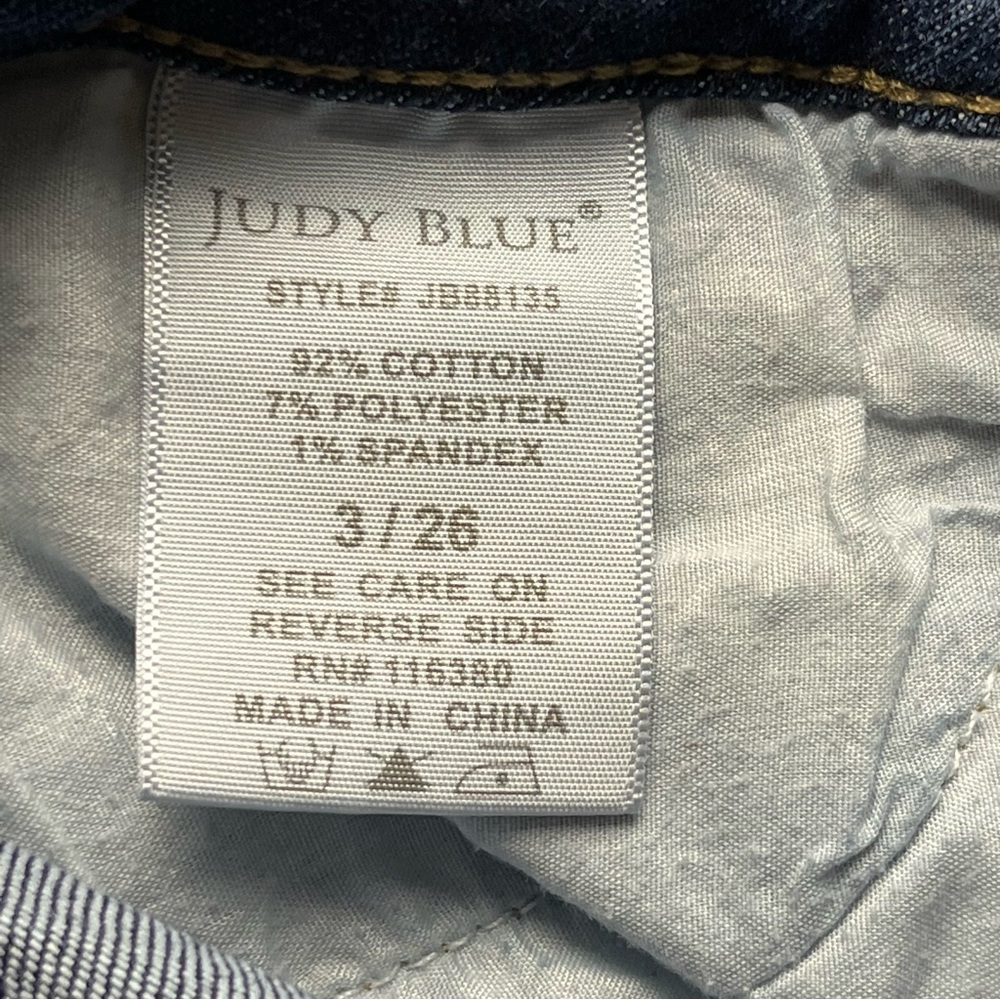 Judy Blue Distressed Relaxed Fit Womens Size 3 / 26 Blue Denim Jeans Frayed Hem - Picture 4 of 14